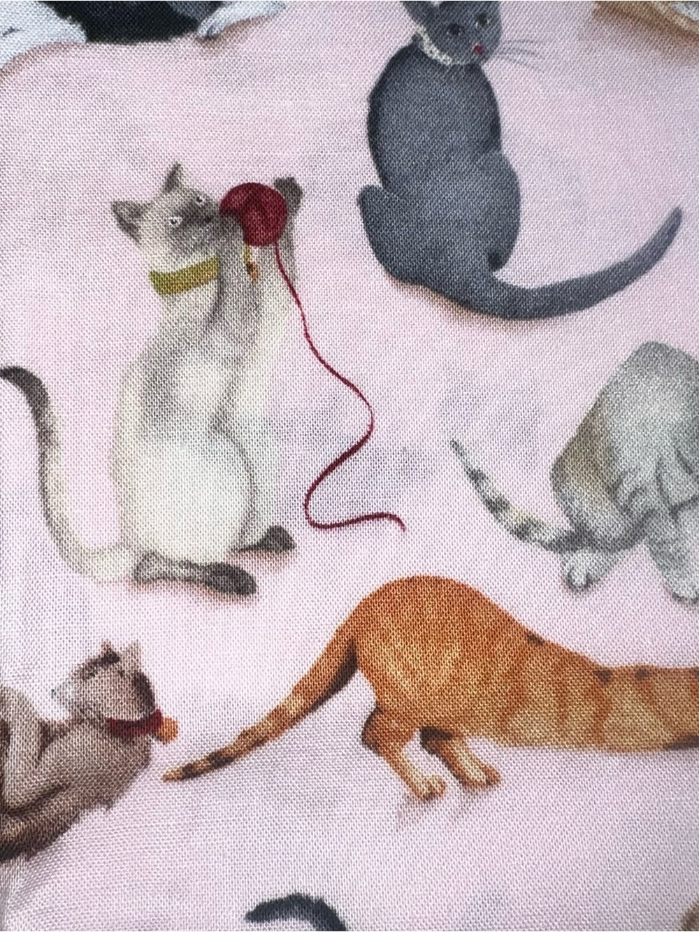 Handmade Cat Print Pillowcase Cat Pattern Pink Stripes New